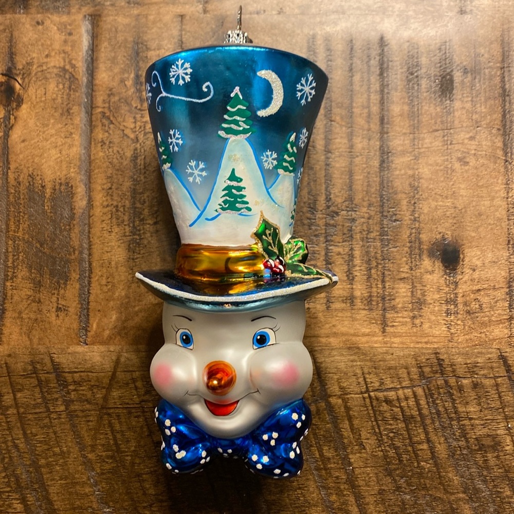 Tall hat snowman ornament
